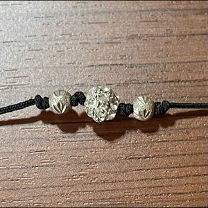 Silpada black cord cubic zirconia Crystal Ball necklace